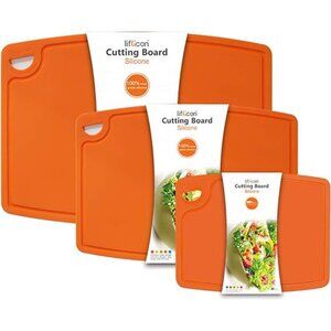 Silicone Thick Cutting Boards Mats Set of 3pcs Foldable & Flexible Design Juice